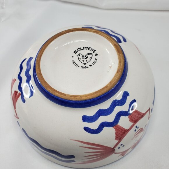 VTG Solimene Vietri Italian Ceramic Fish Bowl Hand painted Nautical Decor RARE - Picture 5 of 9